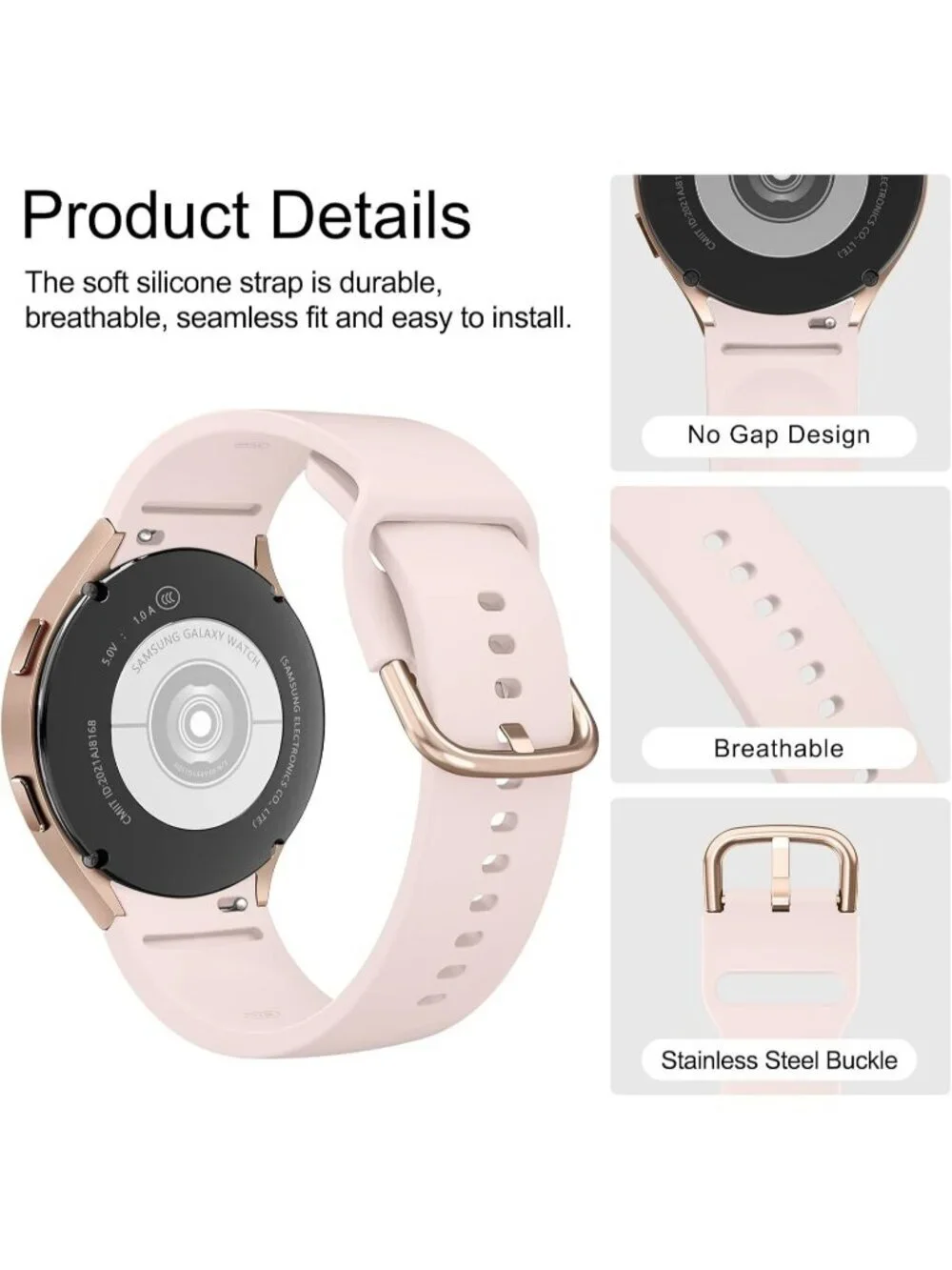 Unisex Pink Sand Analog Silicone Replacement Strap Samsung Galaxy Classic Watch